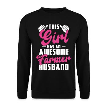 Farming Farmer Husband This Girl - Unisex Pullover - Schwarz - Vorne - Alina (178cm) & Michal (187cm)