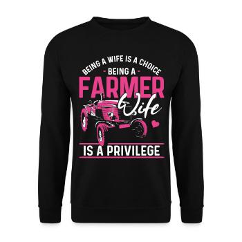 Farming Farmer Wife Tractor Being - Unisex Sweatshirt - black - Front - Alina (178cm) & Michal (187cm)