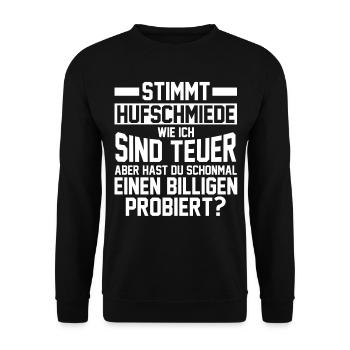Hufbeschlagschmied Pferdeschmied Hufschmied - Unisex Pullover - Schwarz - Vorne - Alina (178cm) & Michal (187cm)