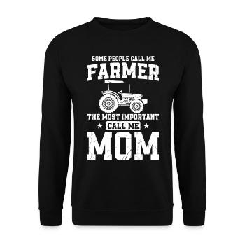 Farming Farmer Mom Mother Vintage - Unisex Pullover - Schwarz - Vorne - Alina (178cm) & Michal (187cm)