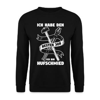 Hufbeschlagschmied Pferdeschmied Hufschmied - Unisex Pullover - Schwarz - Vorne - Alina (178cm) & Michal (187cm)