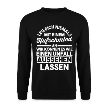 Hufbeschlagschmied Pferdeschmied Hufschmied - Unisex Pullover - Schwarz - Vorne - Alina (178cm) & Michal (187cm)