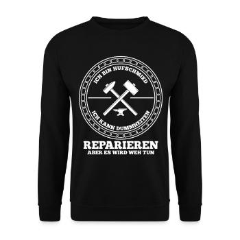Hufbeschlagschmied Pferdeschmied Hufschmied - Unisex Pullover - Schwarz - Vorne - Alina (178cm) & Michal (187cm)