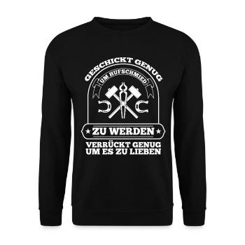 Hufbeschlagschmied Pferdeschmied Hufschmied - Unisex Pullover - Schwarz - Vorne - Alina (178cm) & Michal (187cm)