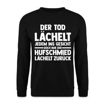 Hufbeschlagschmied Pferdeschmied Hufschmied - Unisex Pullover - Schwarz - Vorne - Alina (178cm) & Michal (187cm)