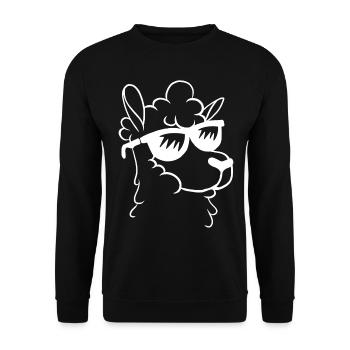 Lama Lama Llama Llama - Lama Mignon Tête de Lama F - Sweat-shirt Unisexe - noir - Devant - Alina (178cm) & Michal (187cm)