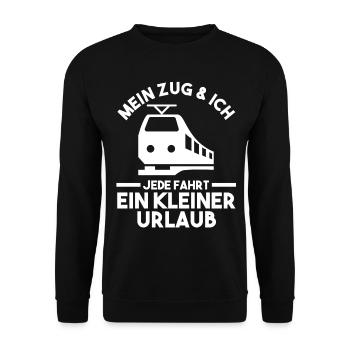 Eisenbahn Dampflok Lokomotive Lokführer - Unisex Pullover - Schwarz - Vorne - Alina (178cm) & Michal (187cm)