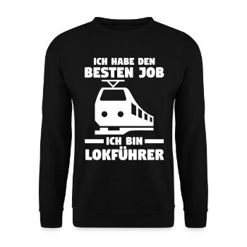 Eisenbahn Dampflok Lokomotive Lokführer - Unisex Pullover - Schwarz - Vorne - Alina (178cm) & Michal (187cm)