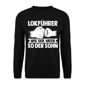 Eisenbahn Dampflok Vater Sohn Lokomotive Lokführer - Unisex Pullover - Schwarz - Vorne - Alina (178cm) & Michal (187cm)