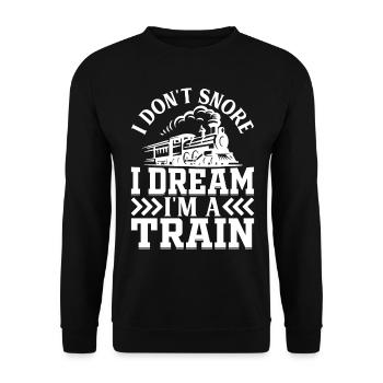 Railway Train - I Don't Snore I Dream I'm A Train - Unisex Sweatshirt - black - Front - Alina (178cm) & Michal (187cm)