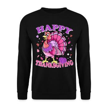 Female Turkey Happy Thanksgiving - Unisex Sweatshirt - black - Front - Alina (178cm) & Michal (187cm)