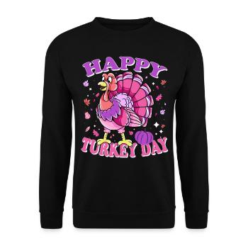 Thanksgiving Female Turkey Happy Turkey Day - Unisex Pullover - Schwarz - Vorne - Alina (178cm) & Michal (187cm)