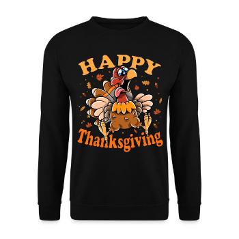 Thanksgiving Funny Turkey Happy Turkey Day - Unisex Pullover - Schwarz - Vorne - Alina (178cm) & Michal (187cm)