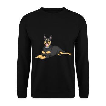 Doberman Dog - Unisex Sweatshirt - black - Front - Alina (178cm) & Michal (187cm)