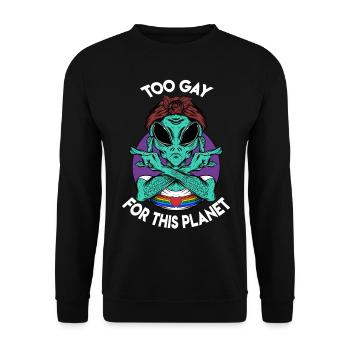 Trop gay pour cette planète - Sweat-shirt Unisexe - noir - Devant - Alina (178cm) & Michal (187cm)