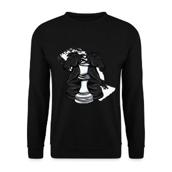 Pièces d’échecs - Sweat-shirt Unisexe - noir - Devant - Alina (178cm) & Michal (187cm)