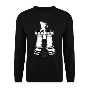 Chess Rook and Pawn - Unisex Sweatshirt - black - Front - Alina (178cm) & Michal (187cm)