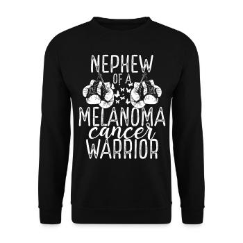 Nephew Melanoma Cancer Awareness Aunt Uncle - Unisex Sweatshirt - black - Front - Alina (178cm) & Michal (187cm)