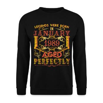 January 1989 - birthday 1989 legends were born. - Unisex Sweatshirt - black - Front - Alina (178cm) & Michal (187cm)