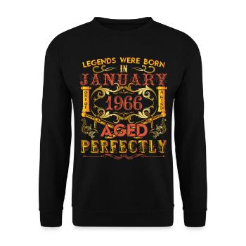 January 1966 - birthday 1966 legends were born. - Unisex Sweatshirt - black - Front - Alina (178cm) & Michal (187cm)