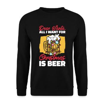Dear Santa Christmas Beer Drinking Beer Lover - Unisex Sweatshirt - black - Front - Alina (178cm) & Michal (187cm)