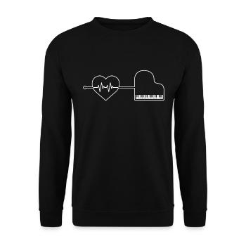 Klavier Herzschlag - Unisex Pullover - Schwarz - Vorne - Alina (178cm) & Michal (187cm)