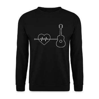 Gitarre Herzschlag - Unisex Pullover - Schwarz - Vorne - Alina (178cm) & Michal (187cm)