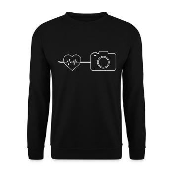 Camera Photography Heartbeat - Unisex Sweatshirt - black - Front - Alina (178cm) & Michal (187cm)