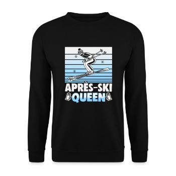 Skifahrer Apres Ski Queen Ski - Unisex Pullover - Schwarz - Vorne - Alina (178cm) & Michal (187cm)
