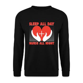 Dormez toute la journée infirmière toute la nuit Krankenschwester - Sweat-shirt Unisexe - noir - Devant - Alina (178cm) & Michal (187cm)