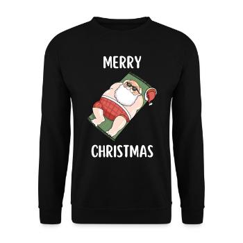 Merry Christmas Lustiges Weihnachtsshirt - Unisex Pullover - Schwarz - Vorne - Alina (178cm) & Michal (187cm)