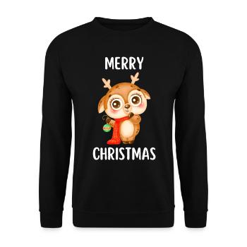 Joyeux Noël Drôle de Chemise de Noël - Sweat-shirt Unisexe - noir - Devant - Alina (178cm) & Michal (187cm)