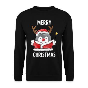 Joyeux Noël Drôle de Chemise de Noël - Sweat-shirt Unisexe - noir - Devant - Alina (178cm) & Michal (187cm)