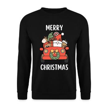 Joyeux Noël Drôle de Chemise de Noël - Sweat-shirt Unisexe - noir - Devant - Alina (178cm) & Michal (187cm)