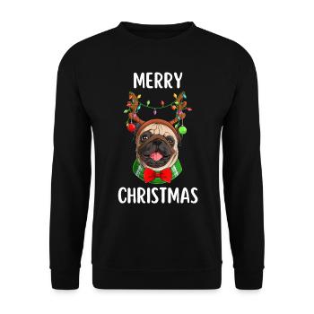 Joyeux Noël Drôle de Chemise de Noël - Sweat-shirt Unisexe - noir - Devant - Alina (178cm) & Michal (187cm)