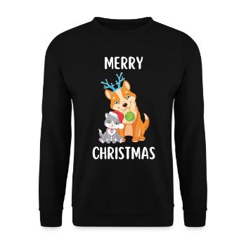 Joyeux Noël Drôle de Chemise de Noël - Sweat-shirt Unisexe - noir - Devant - Alina (178cm) & Michal (187cm)
