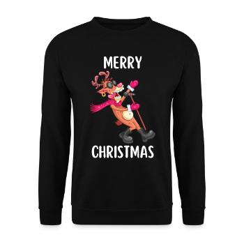 Joyeux Noël Drôle de Chemise de Noël - Sweat-shirt Unisexe - noir - Devant - Alina (178cm) & Michal (187cm)
