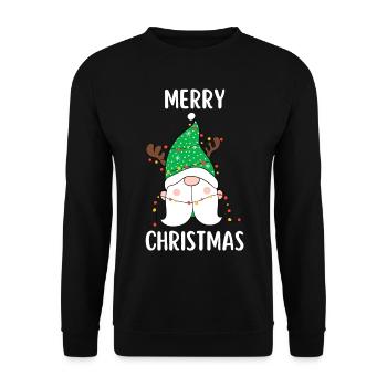 Merry Christmas Funny Christmas Shirt - Unisex Sweatshirt - black - Front - Alina (178cm) & Michal (187cm)