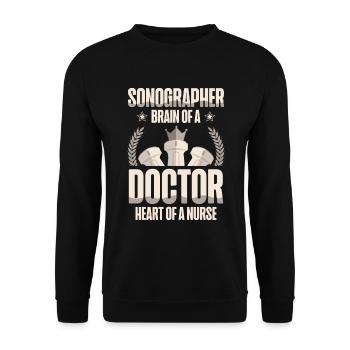Sonographer Gehirn Eines Arztes Herz Einer - Unisex Pullover - Schwarz - Vorne - Alina (178cm) & Michal (187cm)