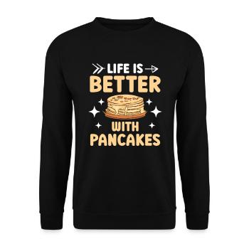 Life is better with pancakes - Unisex Sweatshirt - black - Front - Alina (178cm) & Michal (187cm)