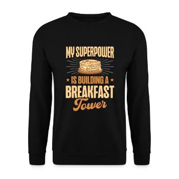 My superpower is building a breakfast tower - Unisex Sweatshirt - black - Front - Alina (178cm) & Michal (187cm)