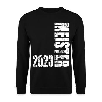 Abschluss Meister 2023 Vintage Design - Unisex Pullover - Schwarz - Vorne - Alina (178cm) & Michal (187cm)
