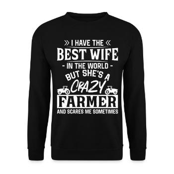 Farming Farmer Wife Vintage - Unisex Sweatshirt - black - Front - Alina (178cm) & Michal (187cm)