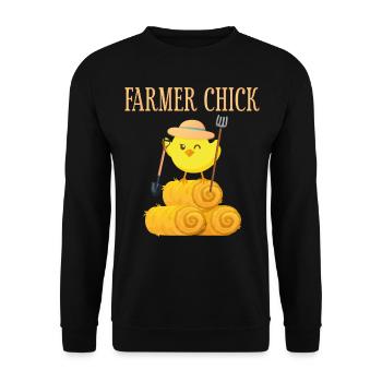 Farming Farmer Girl Chicken Farmer - Unisex Pullover - Schwarz - Vorne - Alina (178cm) & Michal (187cm)
