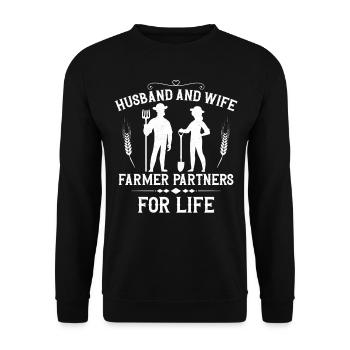 Farming Farmer Husband Wife - Unisex Pullover - Schwarz - Vorne - Alina (178cm) & Michal (187cm)