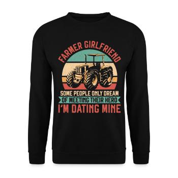 Farming Farmer Girl Vintage - Unisex Pullover - Schwarz - Vorne - Alina (178cm) & Michal (187cm)