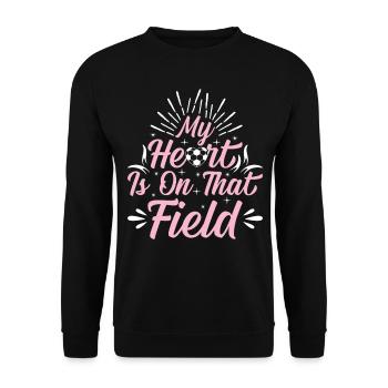 Mon cœur est sur ce terrain - Jouer au soccer - Sweat-shirt Unisexe - noir - Devant - Alina (178cm) & Michal (187cm)