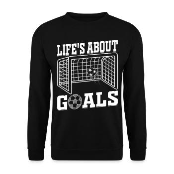 Life's About Goals Soccer Quotes - Soccer - Unisex Sweatshirt - black - Front - Alina (178cm) & Michal (187cm)
