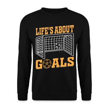 Soccer Lover - Life's About Goals Soccer Quotes So - Unisex Sweatshirt - black - Front - Alina (178cm) & Michal (187cm)