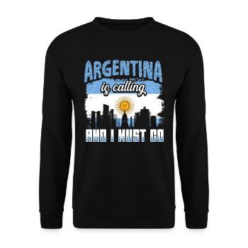 Argentina Flag - Unisex Sweatshirt - black - Front - Alina (178cm) & Michal (187cm)